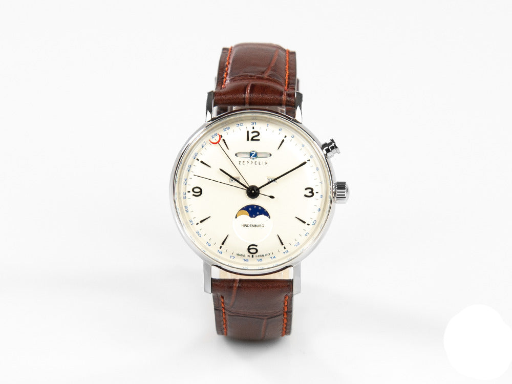 Montre à Quartz Zeppelin LZ 129 Hindenburg Moonphase, Beige, 41 mm, 8076-5