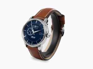 Montre Automatique Zeppelin Atlantic, Bleu, 41 mm, Jour, Bracelet cuir, 8470-3