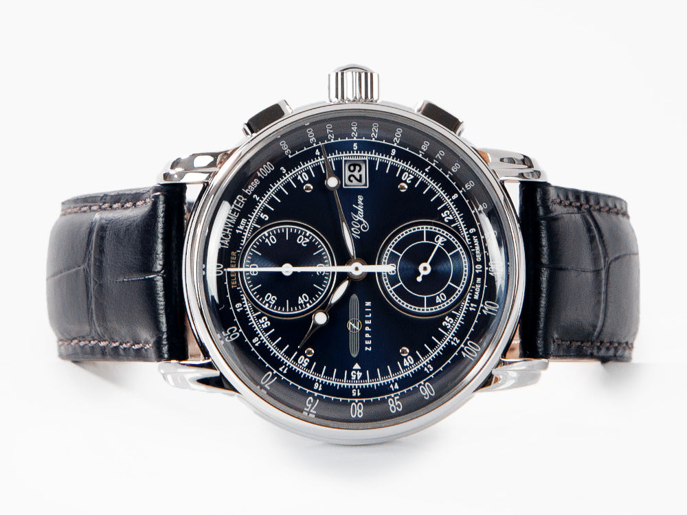 Montre à Quartz Zeppelin 100 Years Zeppelin Ed. 1, Bleu, 42 mm, Jour, 8670-3