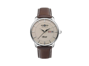 Montre Automatique Zeppelin Atlantic, Beige, 41 mm, Jour et Date, Cuir, 8466-5