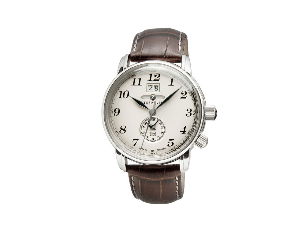 Montre à Quartz Zeppelin LZ 127 Graf Zeppelin, Beige, 42 mm, GMT, 7644-5