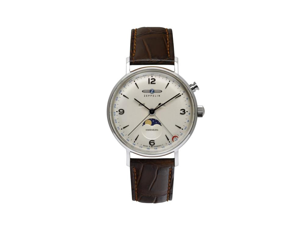 Montre à Quartz Zeppelin LZ 129 Hindenburg Moonphase, Beige, 41 mm, 8076-5