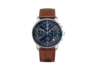 Montre à Quartz Zeppelin LZ126 Los Angeles, Bleu, 42 mm, Chronographe, 7614-3