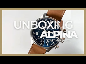 Montre à quartz Alpina Startimer Pilot Chronograph Big Date, AL-372, Bleu, Cuir