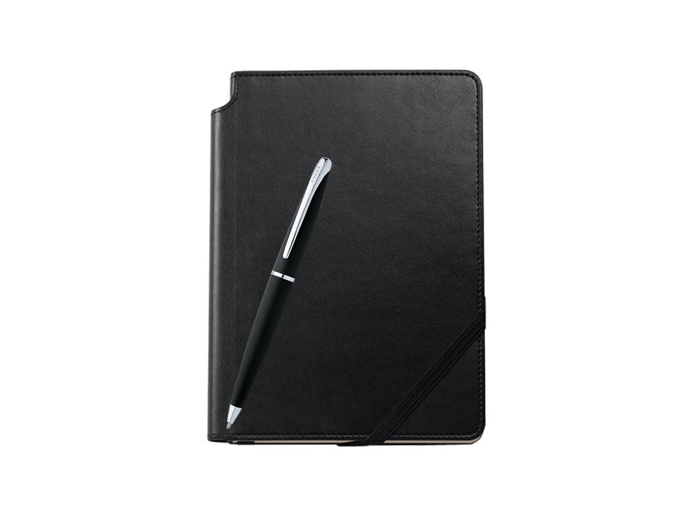 Set  Cross Stylo bille Noir de Basalt Noir ATX & Cahier Noir, 882-3/1M