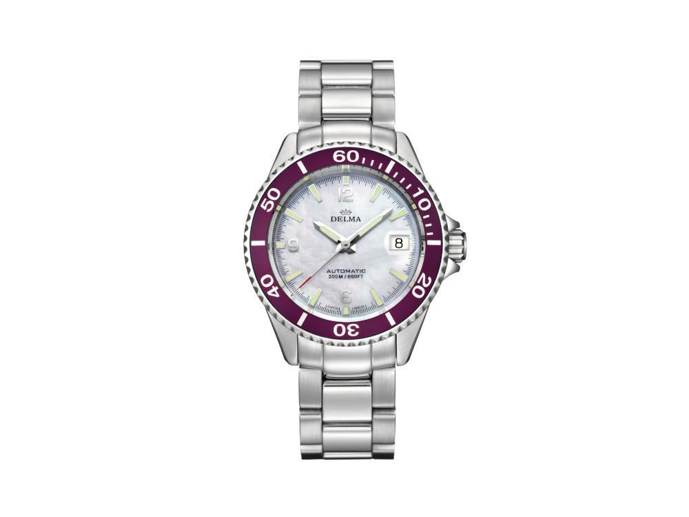 Montre Automatique Delma Diver Ladies Santiago, Blanc, 37mm, 41702.545.1.516