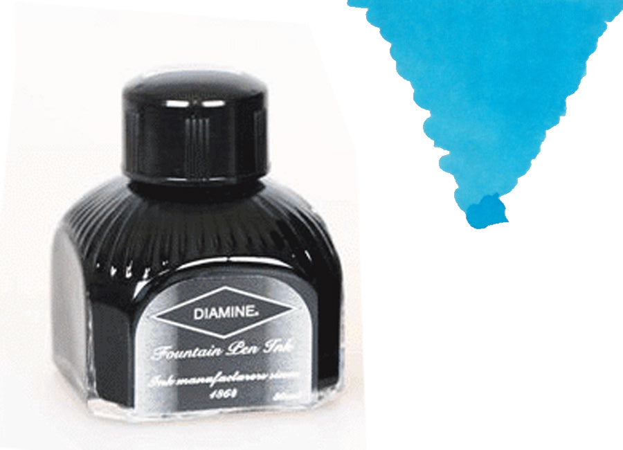 Encrier Diamine, 80ml., Beau Blue, Bouteille en verre italien