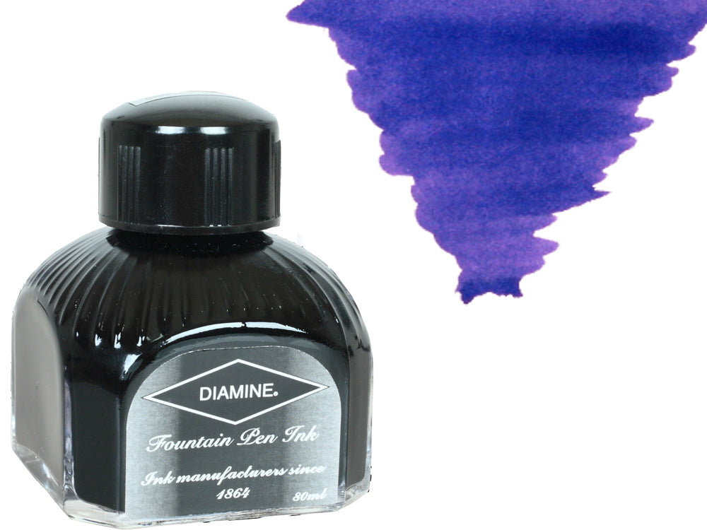 Encrier Diamine, 80ml., Imperial Blue, Bouteille en verre italien