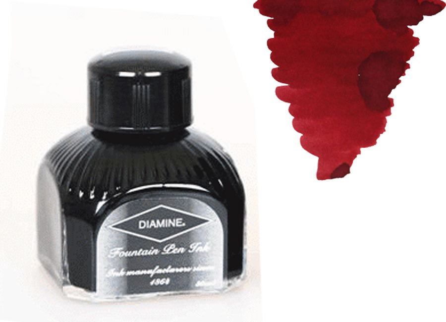 Encrier Diamine, 80ml., Oxblood, Bouteille en verre italien