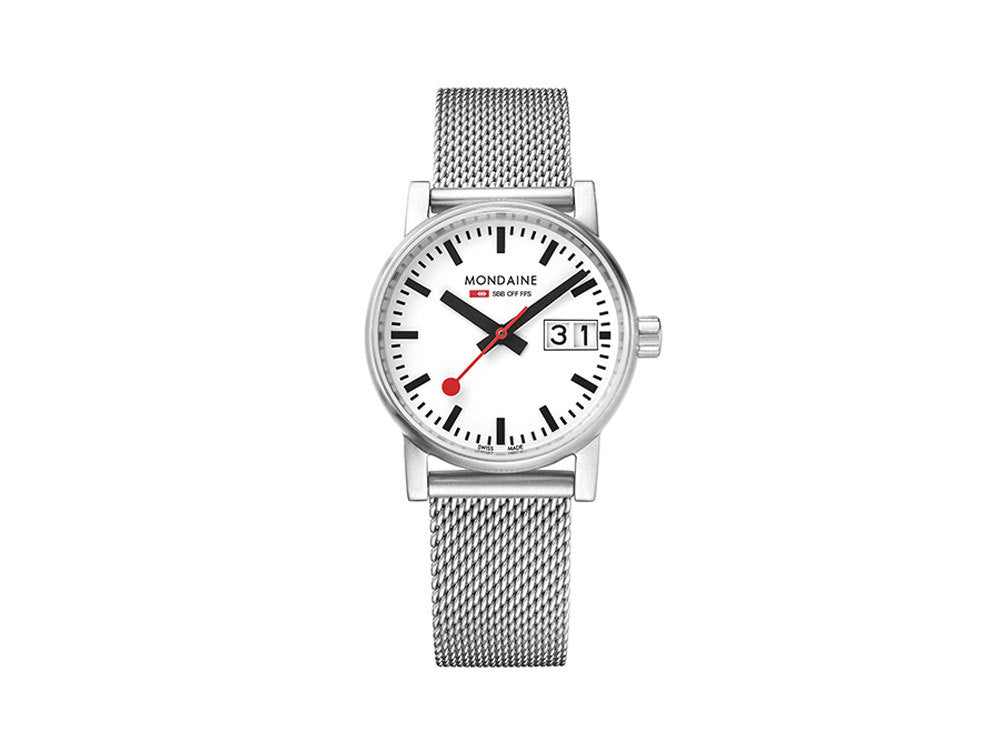 Montre à Quartz Mondaine SBB Evo2, Blanc, 30mm, Jour, MSE.30210.SM