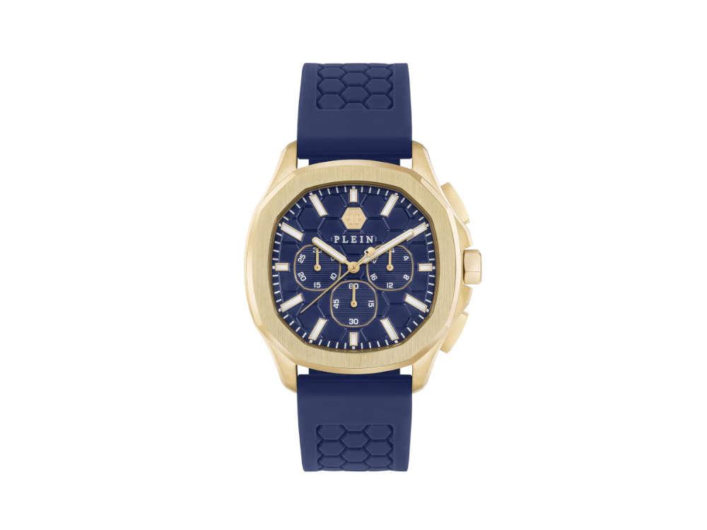 Montre à Quartz Philipp Plein 44 mm, PVD Or, Bleu, Verre minéral, PWSAA0323