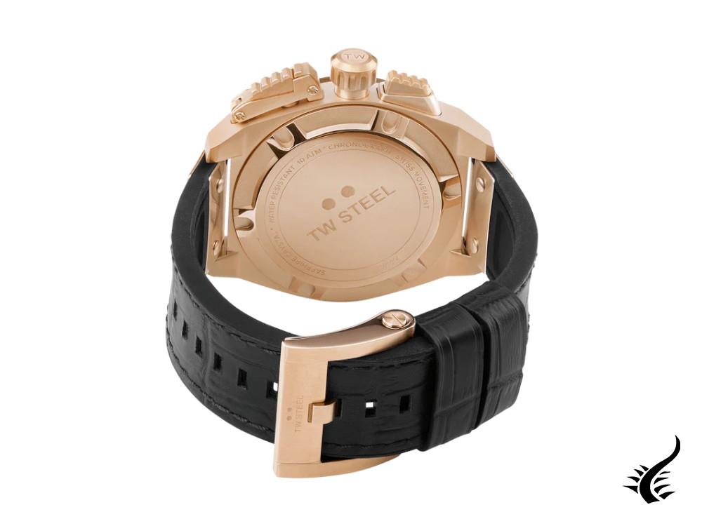 Montre à Quartz TW Steel Canteen, Noir, 46 mm, Bracelet en cuir, 10 atm, TW1014