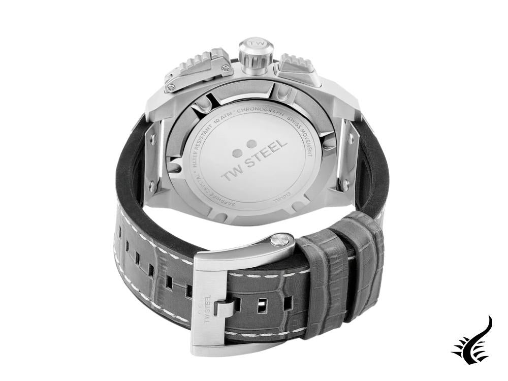 Montre à Quartz TW Steel Canteen, Gris, 46 mm, Bracelet en cuir, 10 atm, TW1013