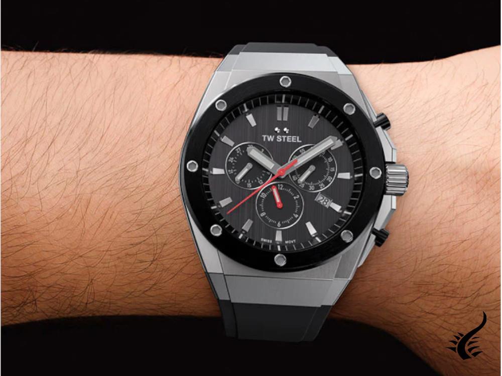 Montre à Quartz TW Steel Ceo Tech 44mm, Gris, 44 mm, Caoutchouc, 10 atm, CE4042