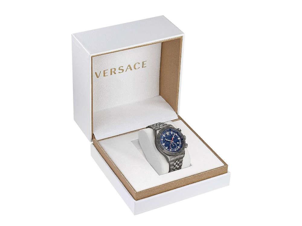 Montre à Quartz Versace Hellenyium Chrono, PVD, Bleu, 43 mm, VE2U00722