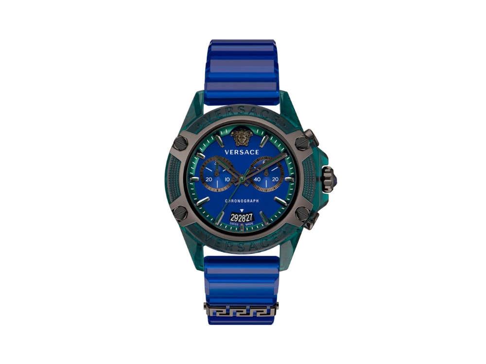 Montre à Quartz Versace Icon Active, Polycarbonate, Bleu, 44 mm, VEZ701122