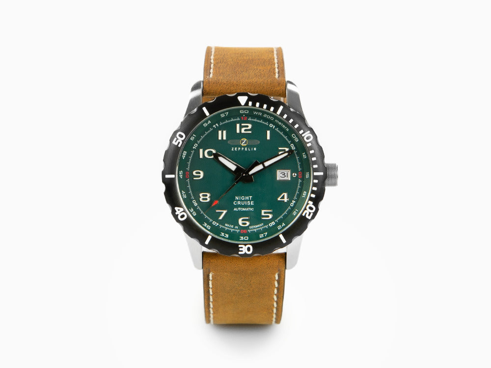 Montre Automatique Zeppelin Night Cruise, Vert, 42 mm, 7264-3