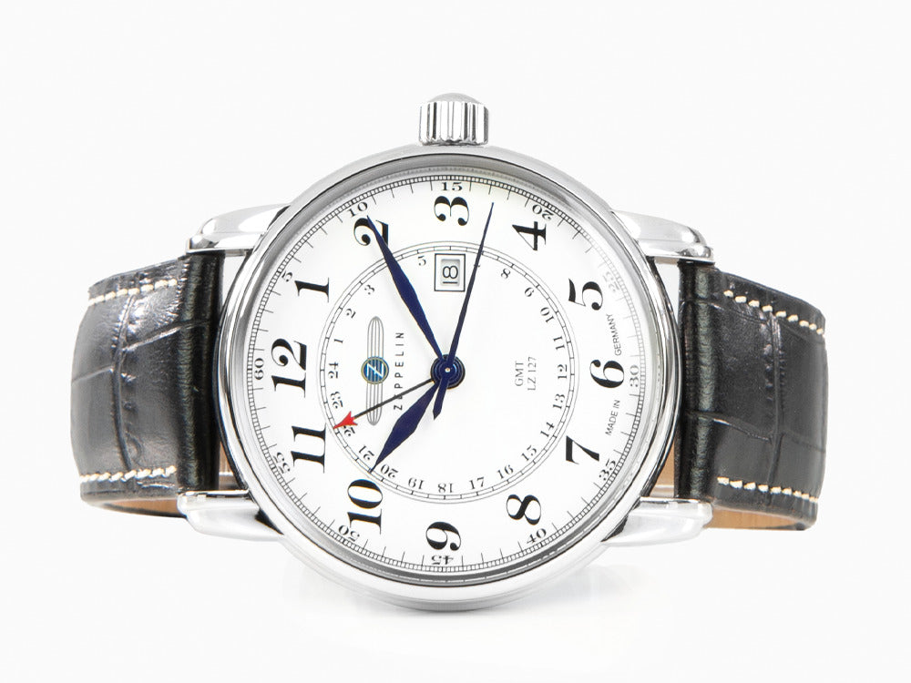 Montre à Quartz Zeppelin LZ 127 Graf Zeppelin, Blanc, 42 mm, GMT, 7642-1