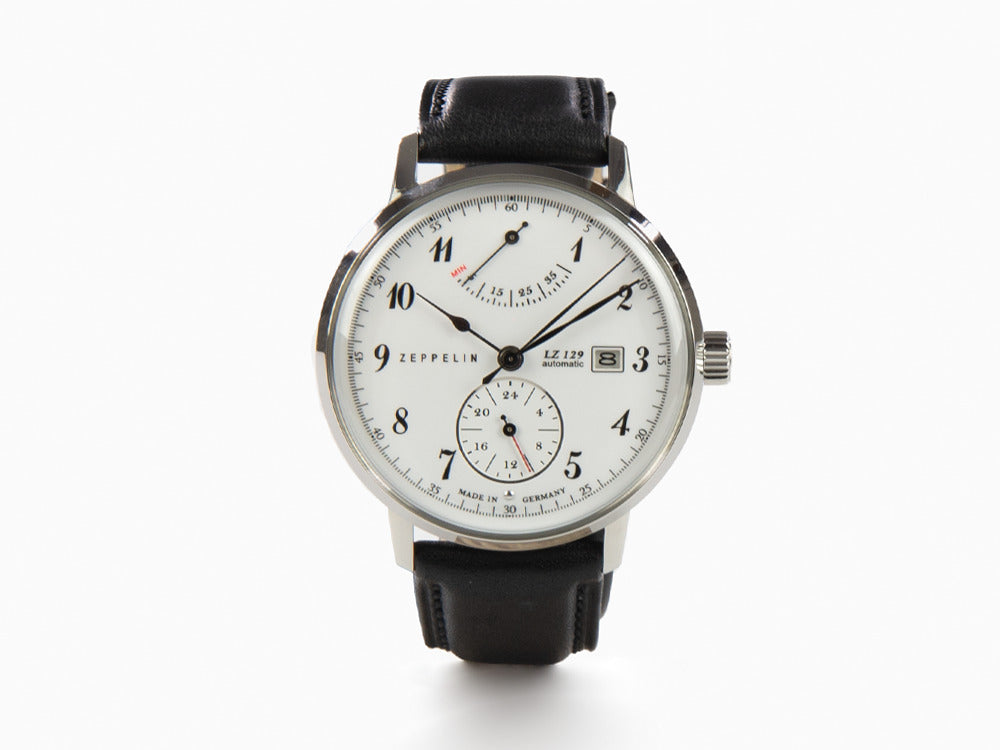 Montre Automatique Zeppelin LZ 129 Hindenburg, Blanc, 40 mm, Jour, Cuir, 8060-1