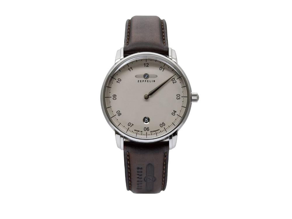 Montre à Quartz Zeppelin Captain Line, Beige, 41 mm, Bracelet en cuir, 8642-5