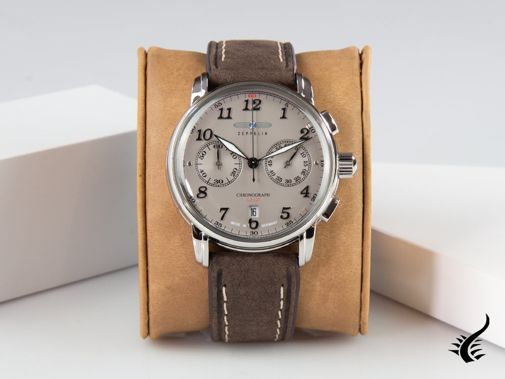 Montre à Quartz Zeppelin LZ 127 Graf Zeppelin, Gris, 42 mm, Chronographe, 8678-4