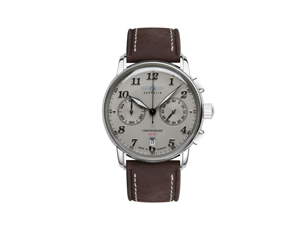 Montre à Quartz Zeppelin LZ 127 Graf Zeppelin, Gris, 42 mm, Chronographe, 8678-4