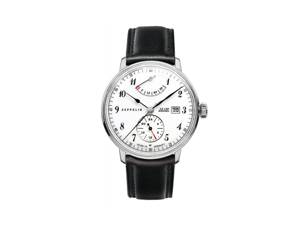 Montre Automatique Zeppelin LZ 129 Hindenburg, Blanc, 40 mm, Jour, Cuir, 8060-1