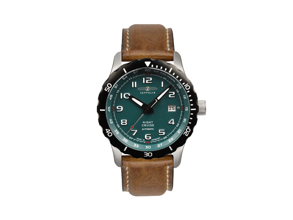 Montre Automatique Zeppelin Night Cruise, Vert, 42 mm, 7264-3